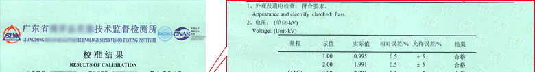 电磁仪器计量证书报告结果页